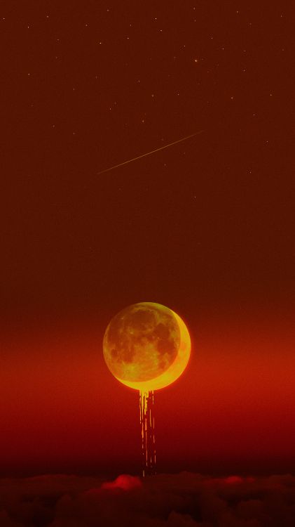 Обои атмосфера, луна, Оранжевый цвет, Янтарь, освещение в разрешении 3240x5760