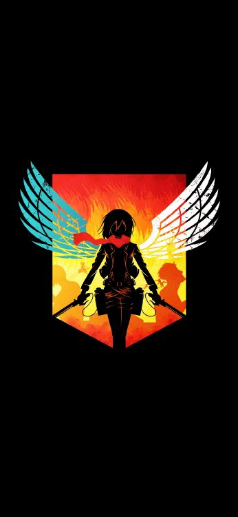 Обои Микаса атака на Титане, Микаса Акерман, эрен йегер, Леви, нападение на титан в разрешении 1080x2340