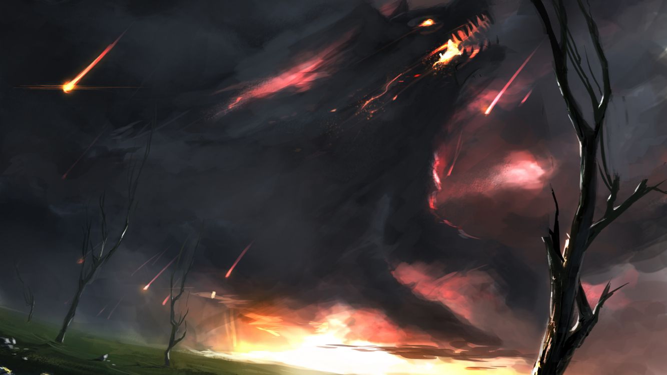 Обои огонь, призрак, демон, Легенда, мифология в разрешении 2560x1440