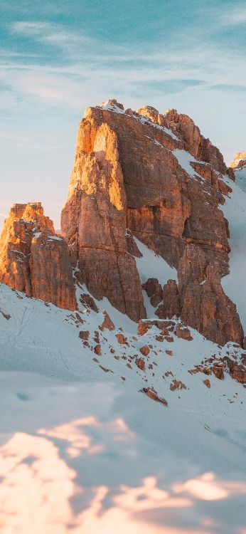 Обои гора, iOS 16, снег, облако, природный ландшафт в разрешении 1290x2796