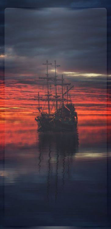 Обои спокойный, облако, вода, лодка, судно в разрешении 1080x2220