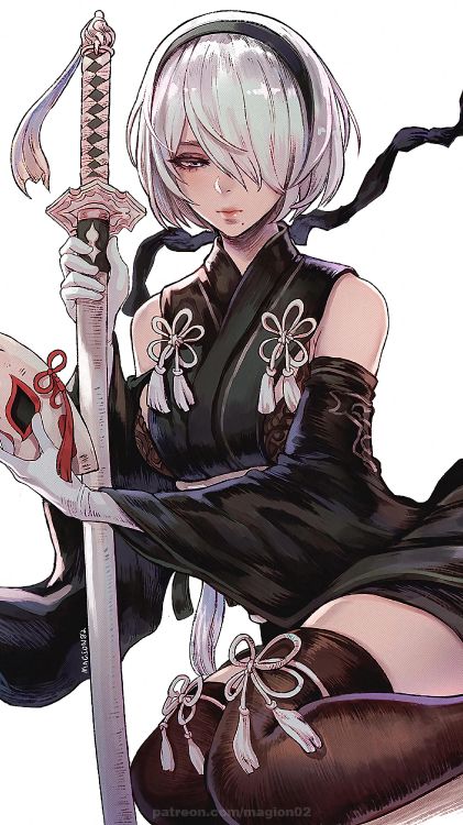 Обои йорха 2б фанарт, ниэр автоматов, мультик, фан арт, йорха в разрешении 2250x4000