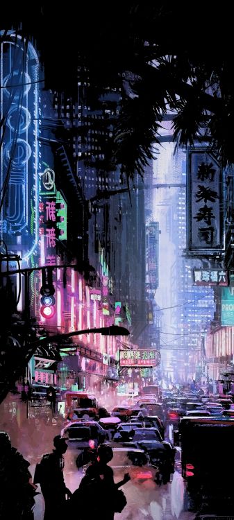 Обои иллюстрация, Киберпанк, арт, дизайн, фан арт в разрешении 1080x2400