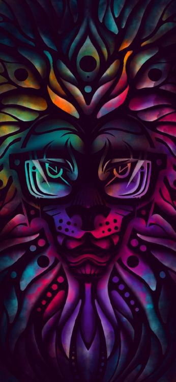 Обои психоделическое искусство, пурпур, живопись, арт, мультфильм в разрешении 1080x2340