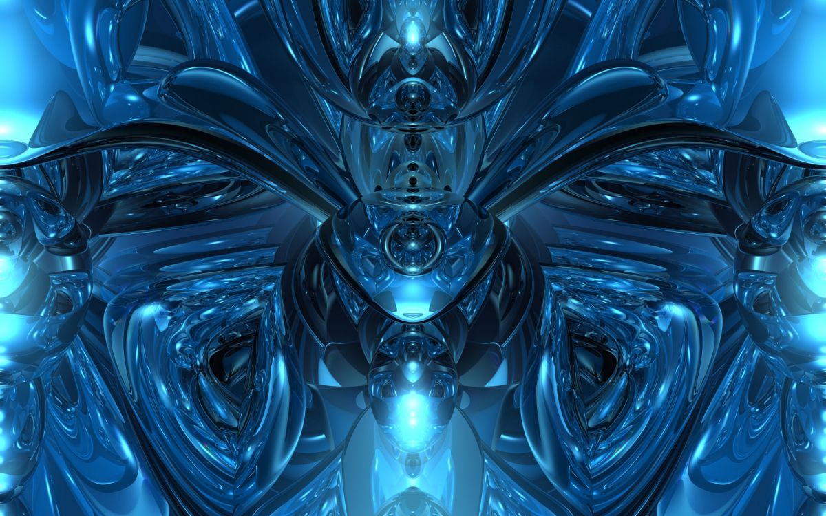Обои фигура, синий, фрактальное искусство, электрик, металл в разрешении 1920x1200