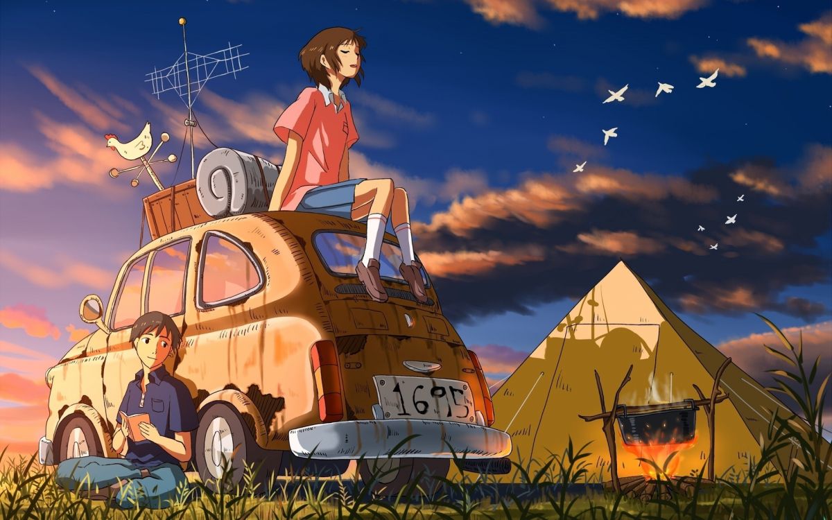 Обои мультфильм, иллюстрация, небо, фикция, фантастика в разрешении 1920x1200