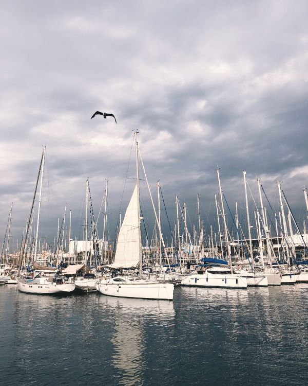 Обои Марина, мачта, вода, лодка, парусная шлюпка в разрешении 3024x3780