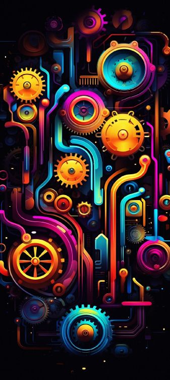 Обои неон, луназ, ios, свет, арт в разрешении 1080x2400