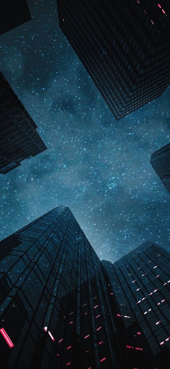 Обои атмосфера, здание, облако, свет, черный в разрешении 1407x3045