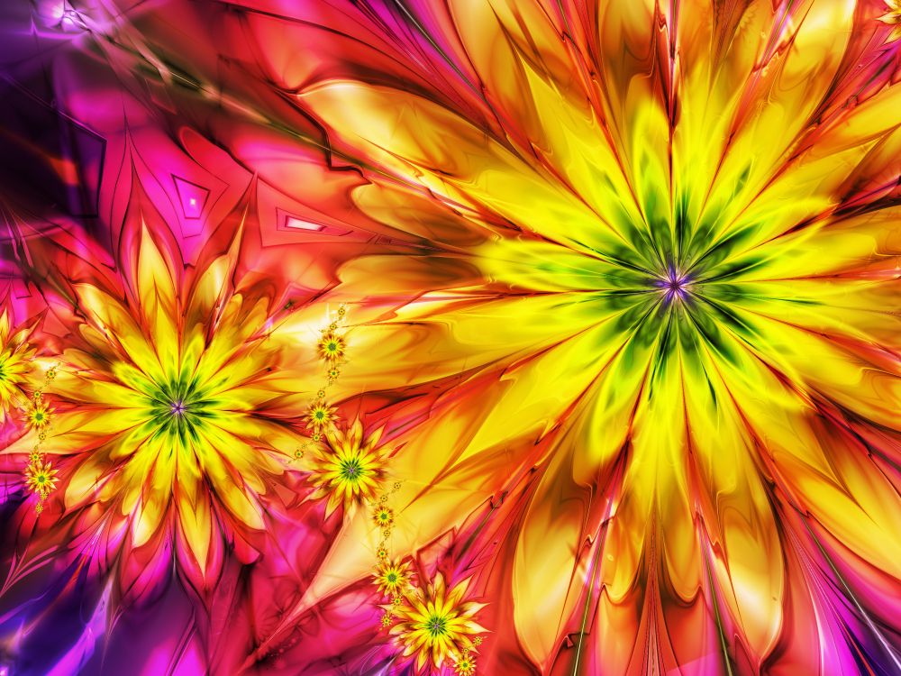 Обои цветок, фрактальное искусство, желтый, лепесток, полевой цветок в разрешении 6000x4500