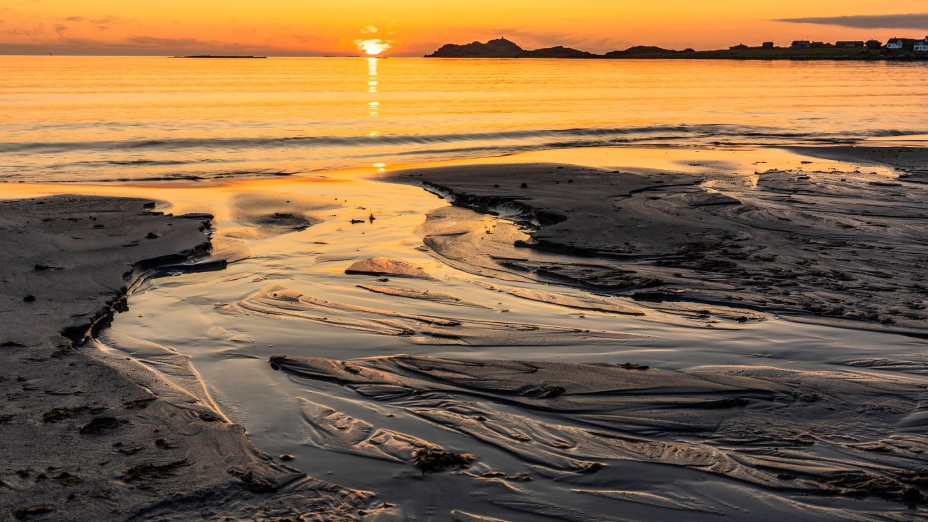 Обои берег, мадфлэт, вода, гидроресурсы, атмосфера в разрешении 5120x2880