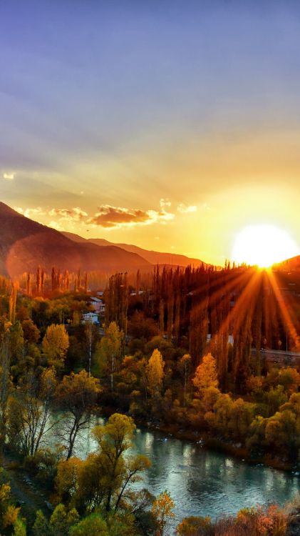 Обои рассвет пейзаж, закат, пейзаж, природа, гора в разрешении 2160x3840