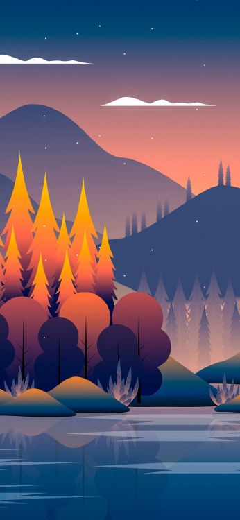 Обои пейзаж минималистский, минимализм, пейзажная живопись, живопись, арт в разрешении 1080x2340