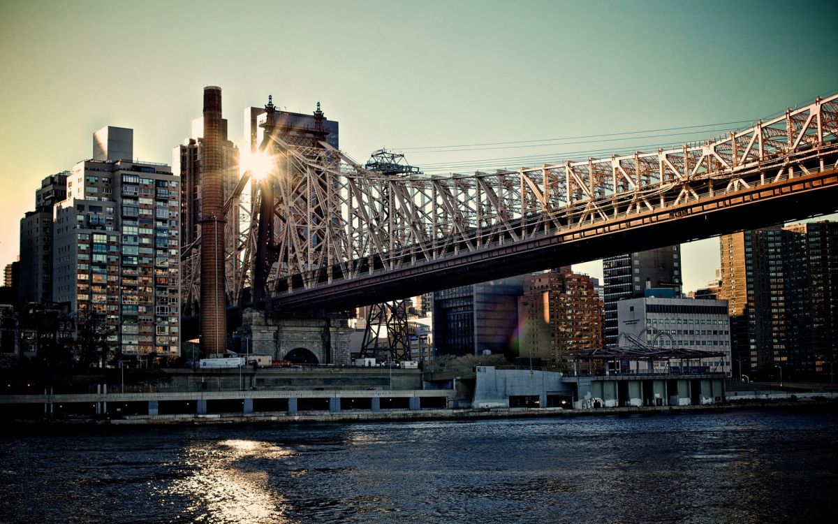 Обои Квинсборо Мост, мост, вода, город, городской район в разрешении 2880x1800