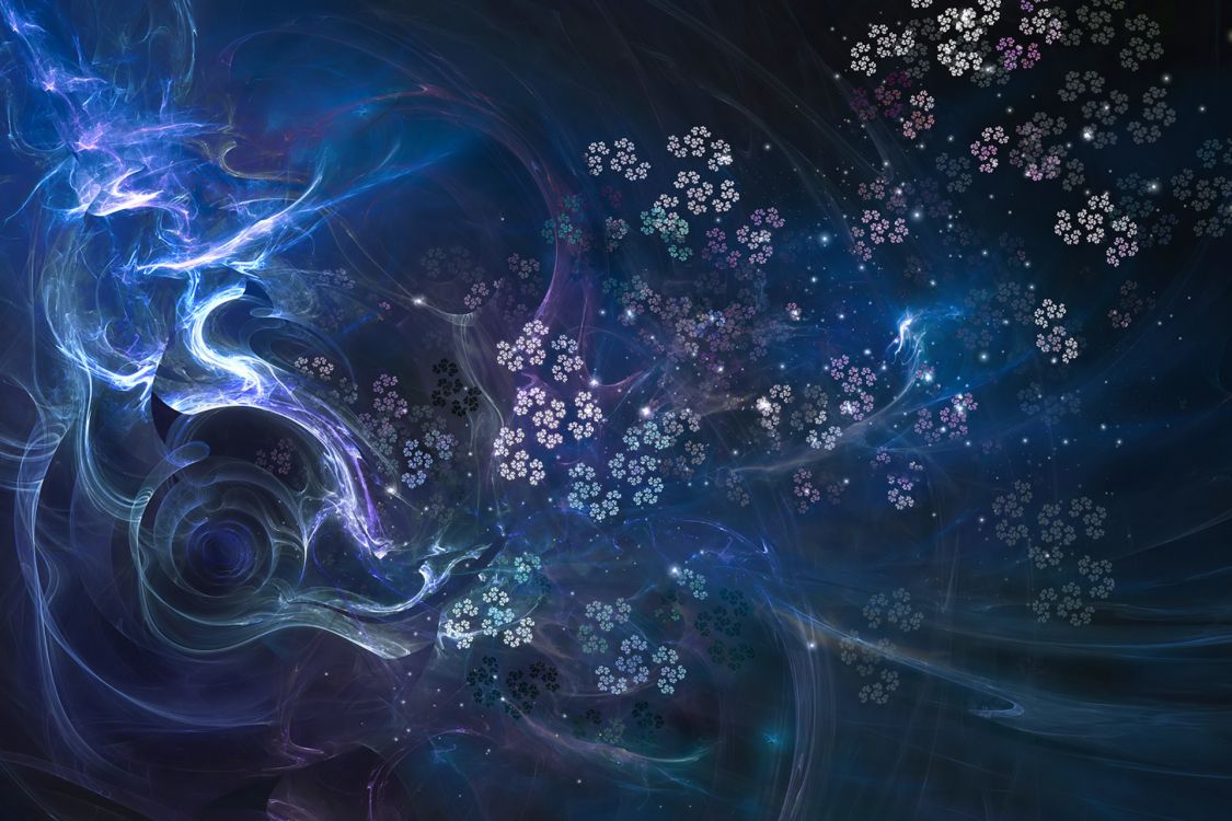 Обои цветок, синий, фрактальное искусство, атмосфера, космос в разрешении 1920x1280