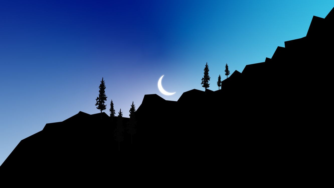 Обои атмосфера, облако, луна, окружающая среда, дерево в разрешении 3840x2160