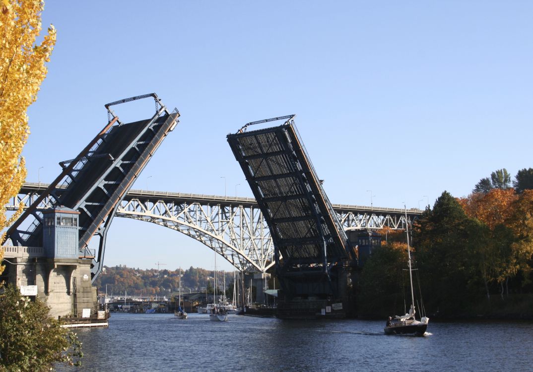 Обои подъемный мост, мост, арочный мостик, Сиэтл, разводной мост в разрешении 3300x2304