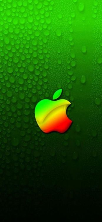 Обои apple, зеленый, вода, графика, красочность в разрешении 1242x2688