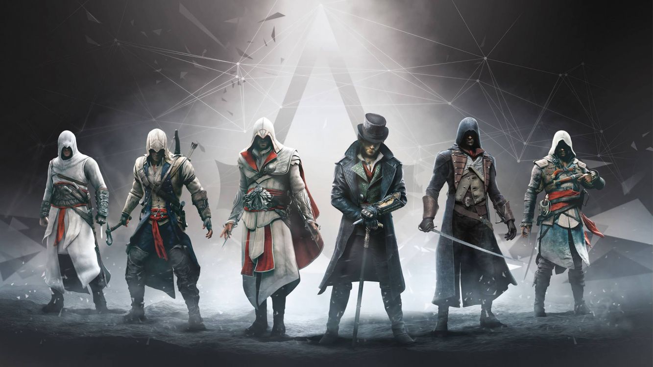 Обои assassins creed syndicate, assassins creed unity, assassins creed, Эцио Аудиторе, фигурка в разрешении 2048x1152