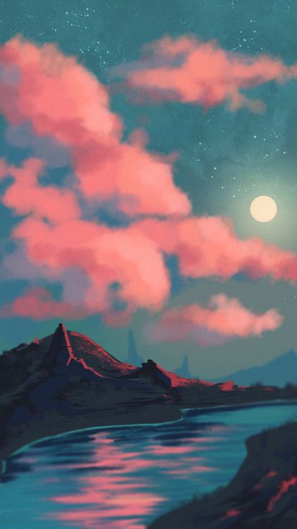 Обои облако, вода, атмосфера, послесвечение, свет в разрешении 3240x5760