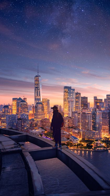 Обои Нью-Йорк, Манхеттен, облако, здание, небоскреб в разрешении 1440x2560