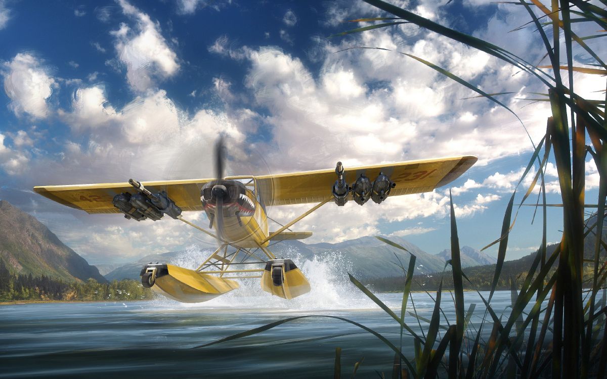Обои гидросамолет, far cry 5, far cry primal, самолет, самолеты в разрешении 3840x2400