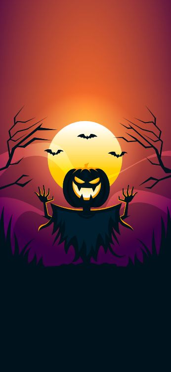 Обои Helloween, иллюстрация, анимация, живопись, рисование в разрешении 1420x3073