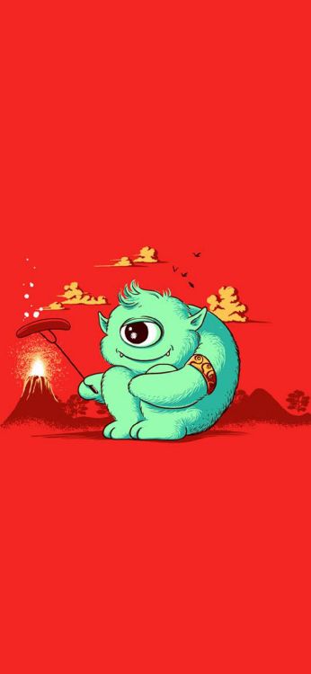 Обои мультфильм, арт, Счастлив, живопись, пурпурный цвет в разрешении 1080x2340