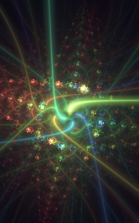 Обои фрактал, фрактальное искусство, зеленый, свет, космос в разрешении 1600x2560
