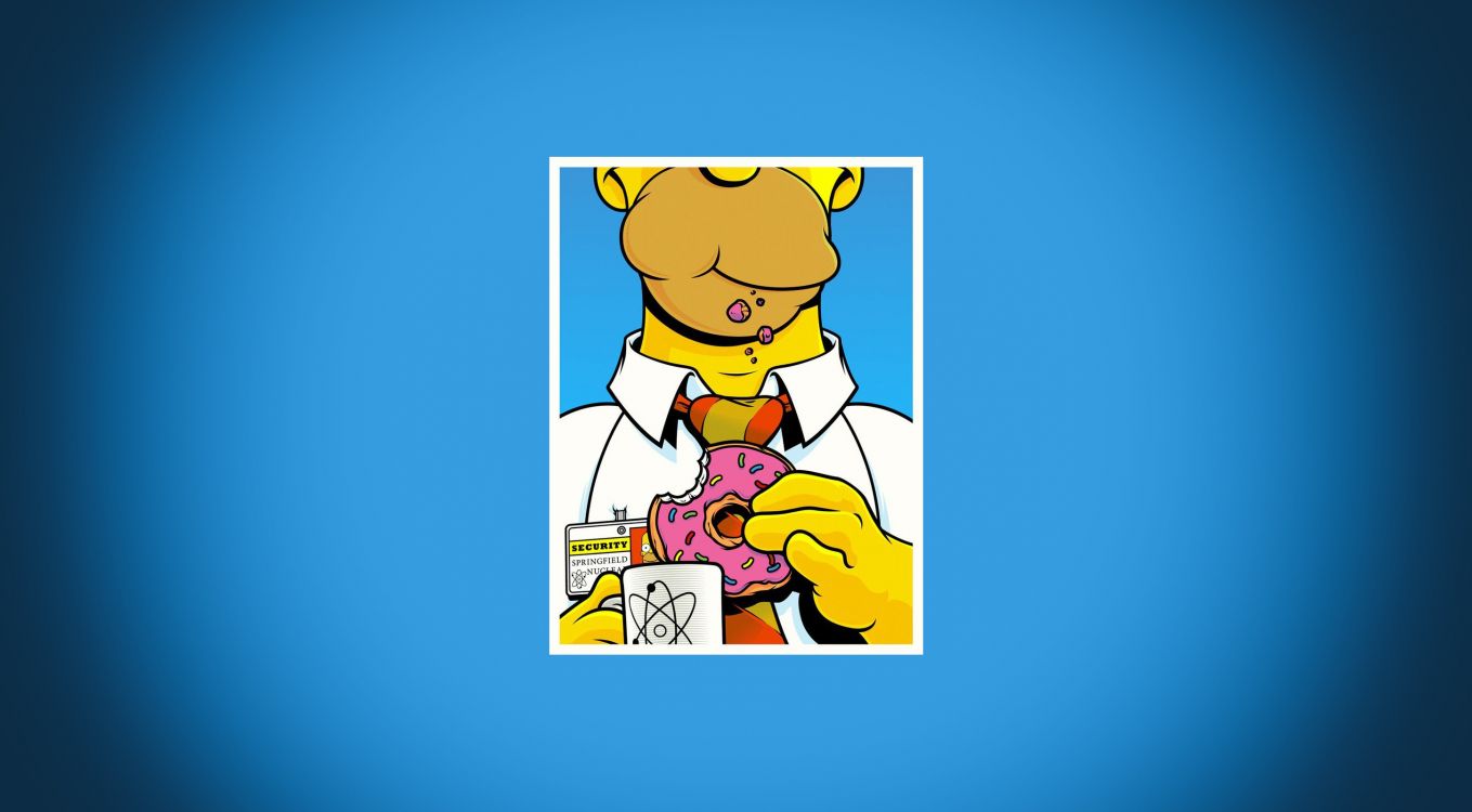 Обои Гомер Симпсон, рисование, пончик, мультфильм, текст в разрешении 2900x1600