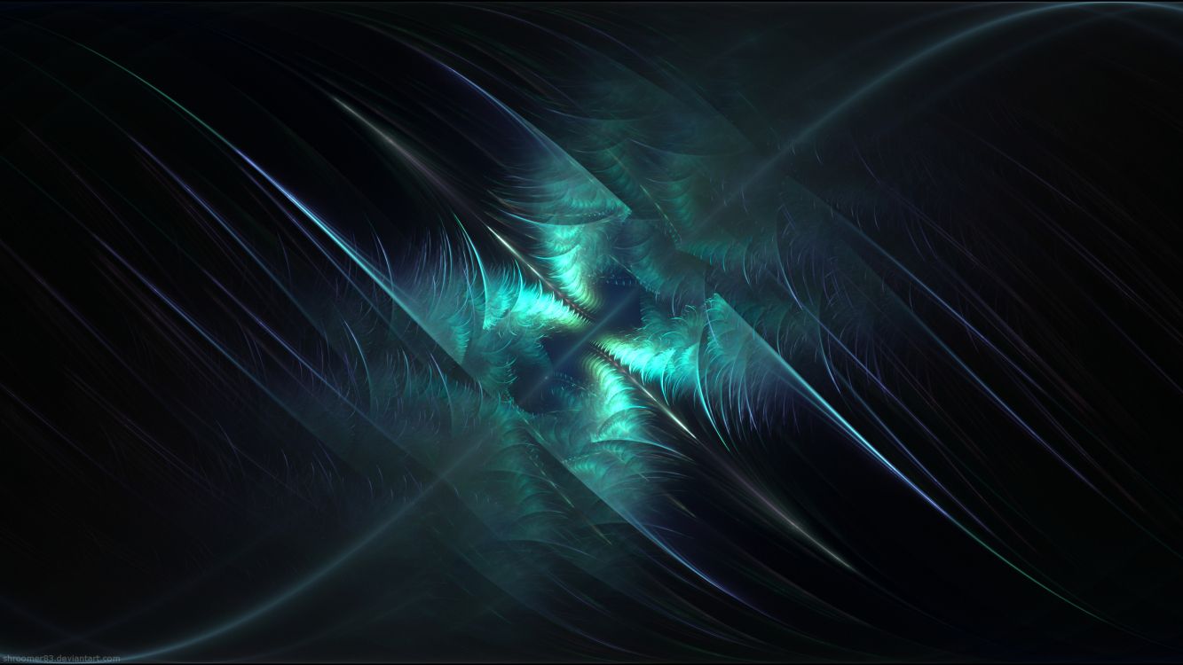 Обои темнота, синий, фрактальное искусство, свет, бирюза в разрешении 2560x1440