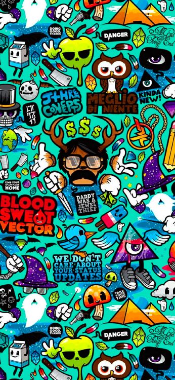 Обои граффити, иллюстрация, уличное искусство, психоделическое искусство, арт в разрешении 1125x2436