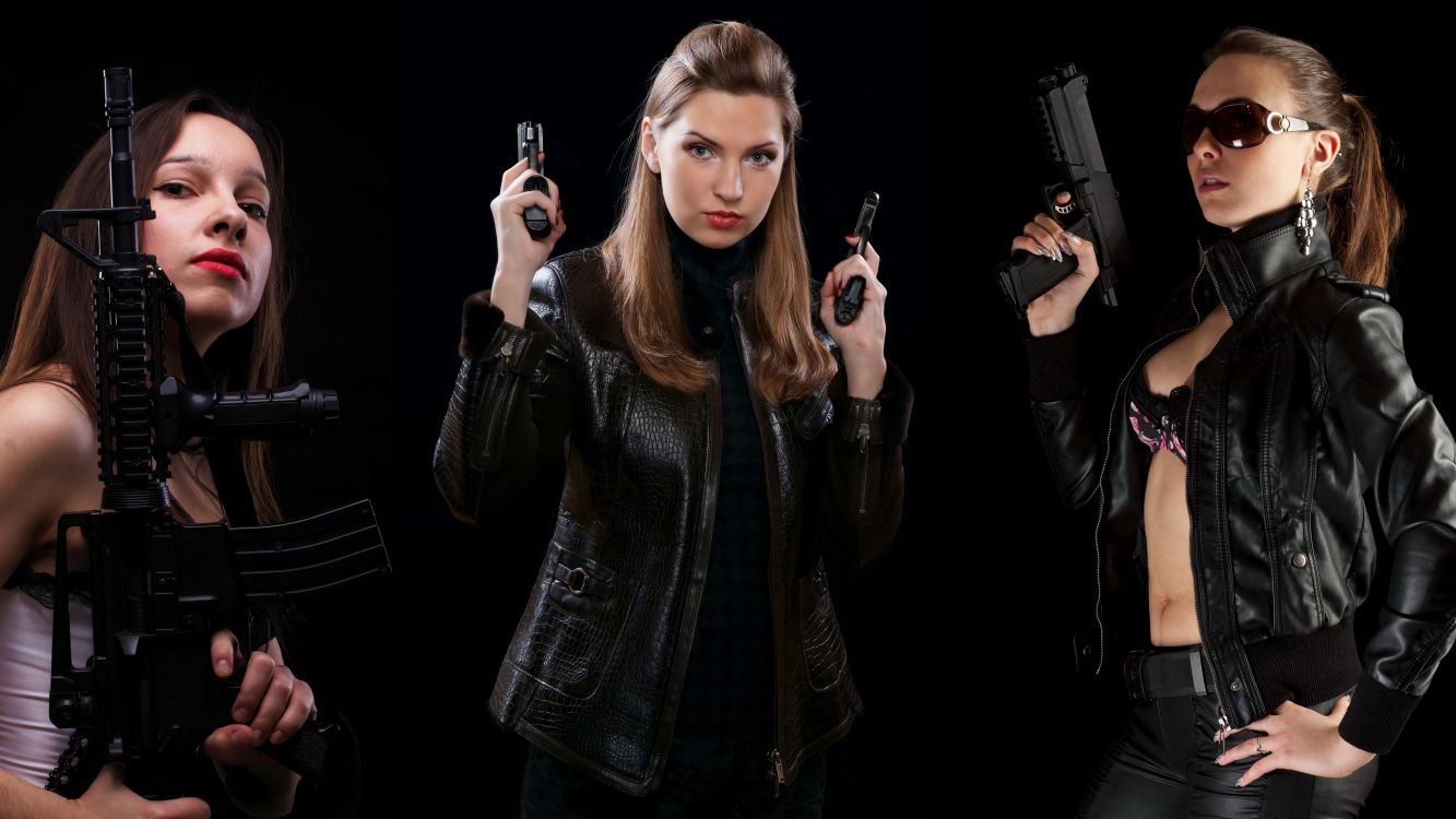 Обои опасная девушка, одежда, лицо, черный, пурпур в разрешении 3840x2160