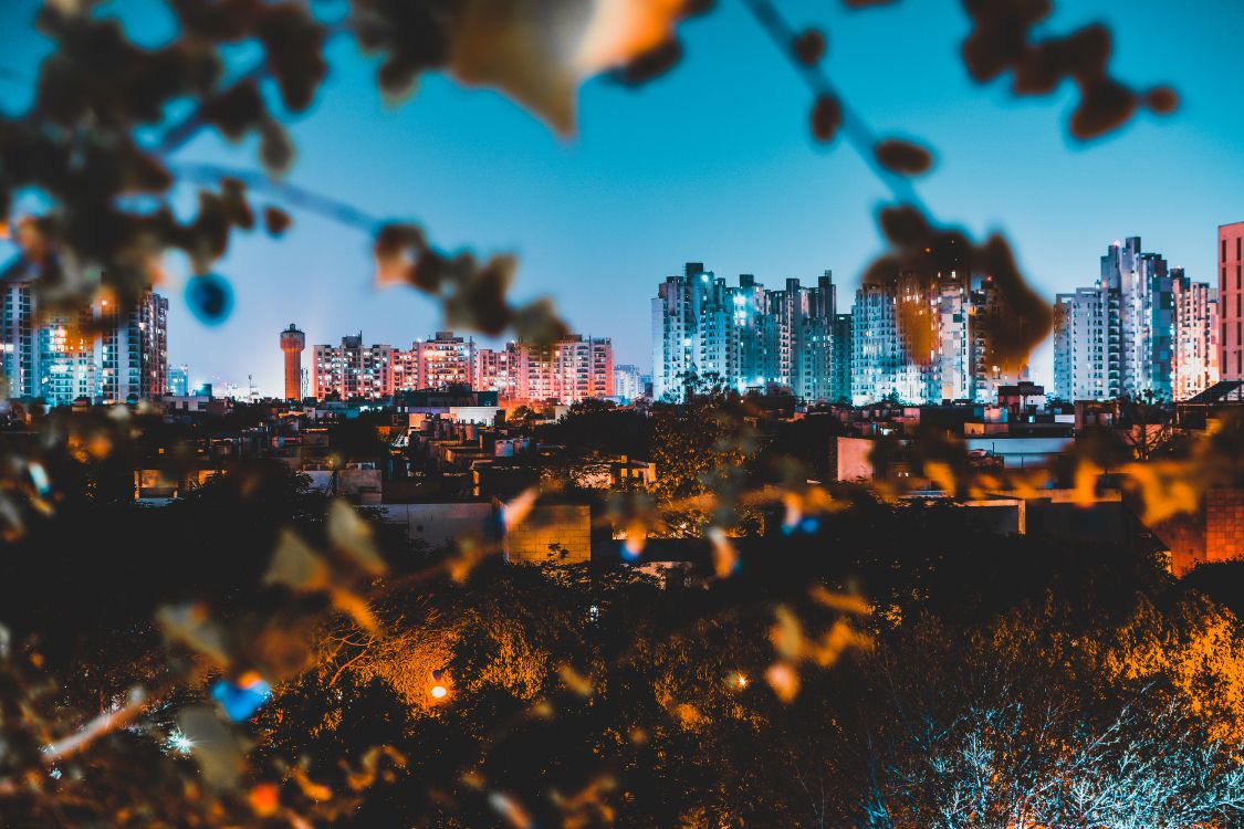 Обои небо, свет, небоскреб, архитектура, населенный пункт в разрешении 6000x4000