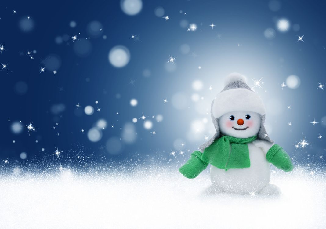 Обои Рождественский день, снег, зима, Снеговик, Играть в снегу в разрешении 4064x2852