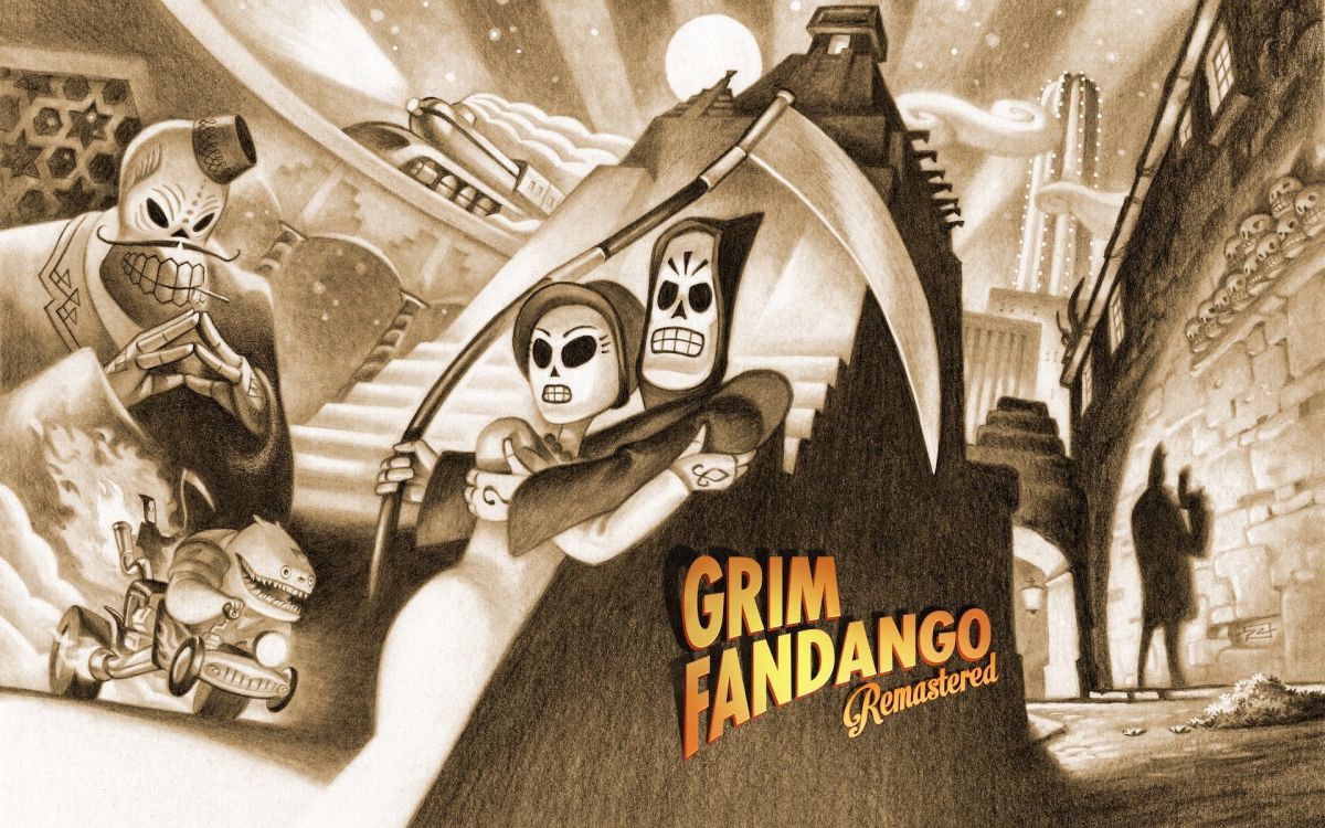 Обои грим фанданго, приключенческая игра, иллюстрация, постер, Питер макконнелл в разрешении 1920x1200