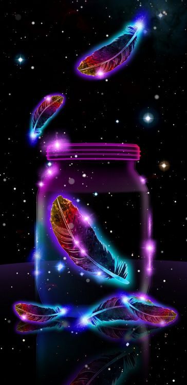 Обои анимация, живопись, атмосфера, свет, пурпур в разрешении 1080x2220