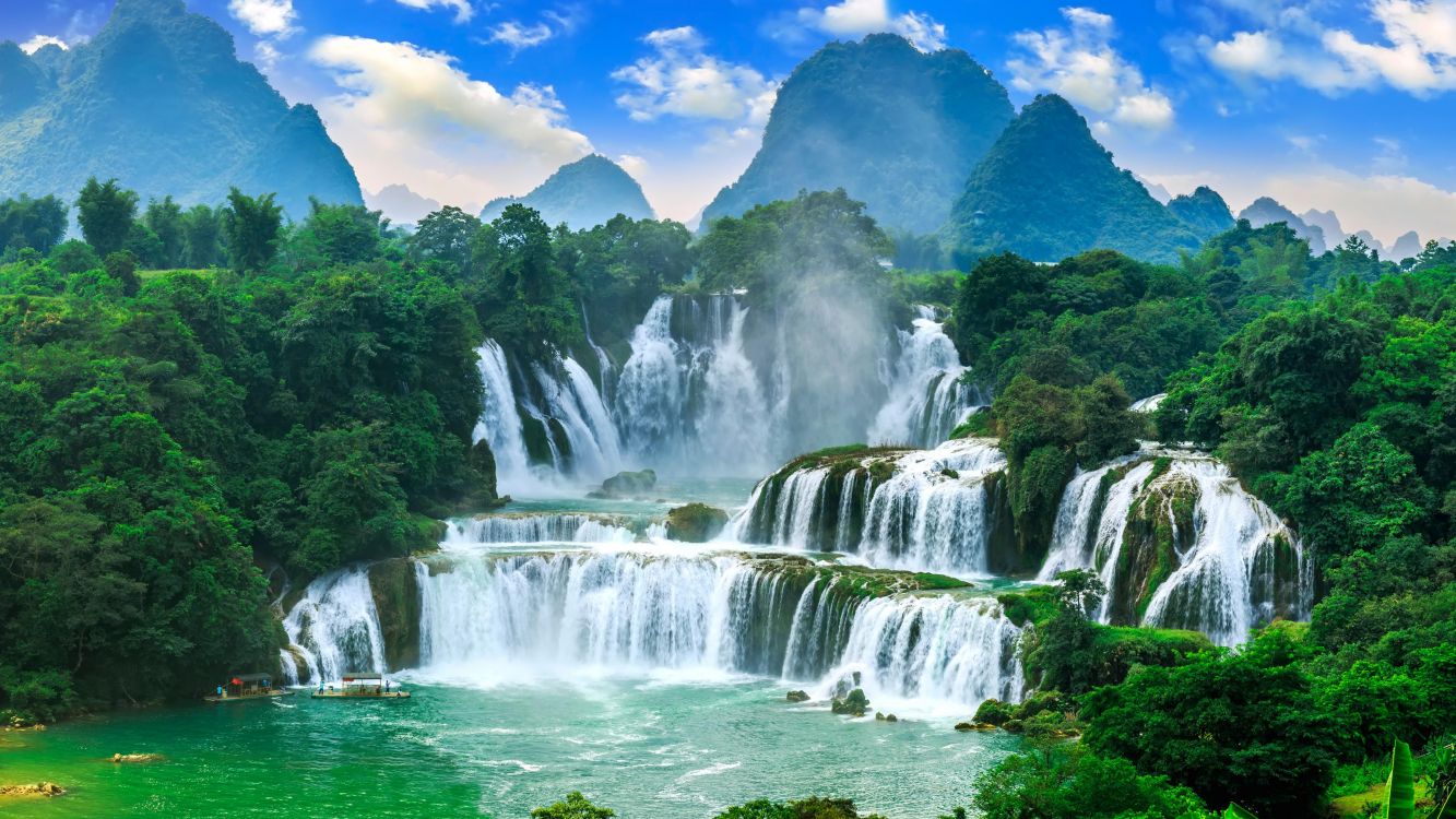 Обои Пан gioc водопад водопаду детиан, Пан Gioc Водопад, ангел падает, Lodh Waterfalls Latehar, НАТИ Падает в разрешении 3840x2160