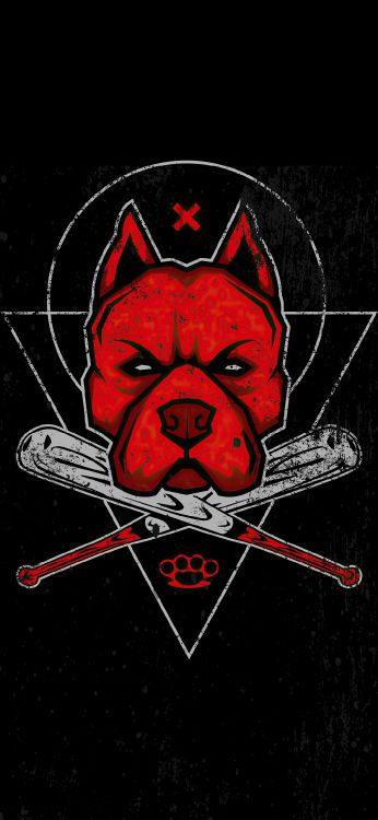 Обои американский питбультерьер, пес, собака породы, бакенбарды, мультфильм в разрешении 1080x2340