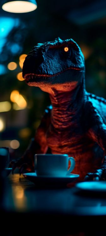 Обои Iguanidae, кофе, велоцираптор м, кофейная чашка, зеленый в разрешении 1080x2400