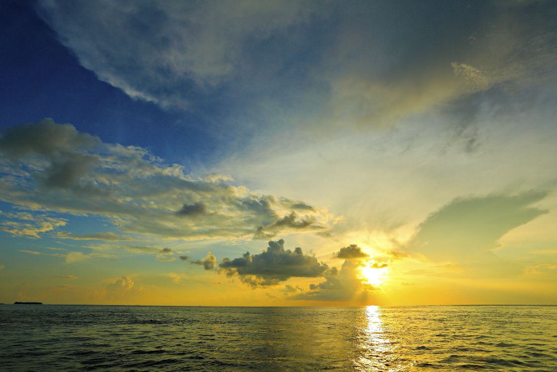 Обои закат, горизонт, облако, море, океан в разрешении 5501x3679