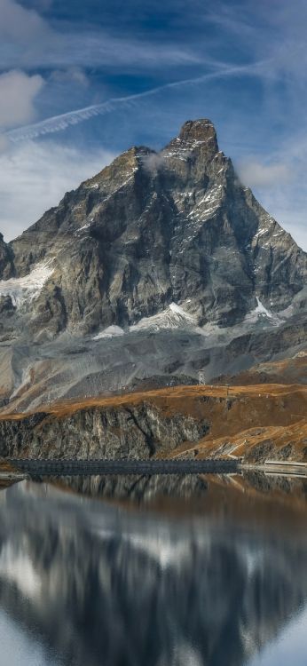 Обои Пресет горы в Lightroom, гора, облако, вода, природный ландшафт в разрешении 1290x2796