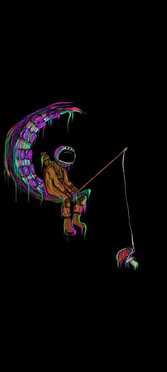 Обои астронавт, амолед, темнота, пурпурный цвет, розовый в разрешении 1080x2400