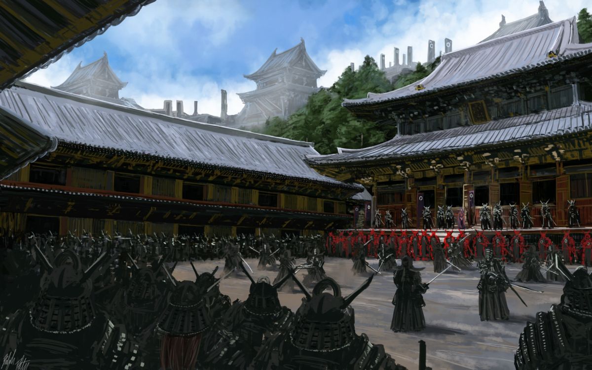 Обои Самурай, китайская архитектура, японская архитектура, храм, святыня в разрешении 2880x1800