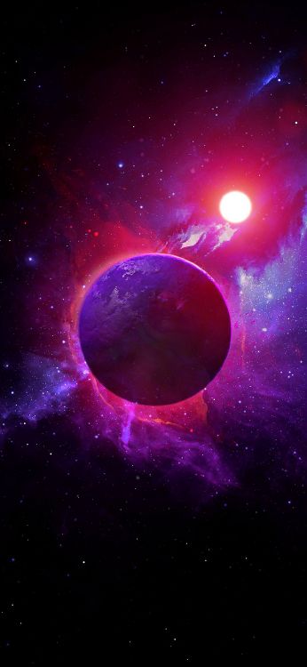 Обои атмосфера, туманность, свет, Галактика, арт в разрешении 1080x2340