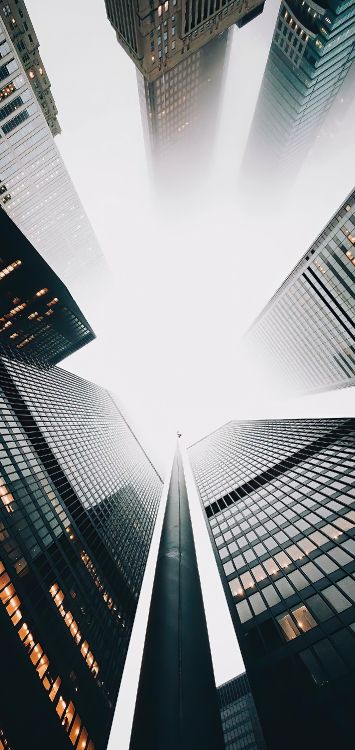 Обои небоскреб, здание, свет, черный, башня в разрешении 1422x3000