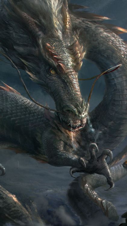 Обои дракон, китайский дракон, арт, вьетнамский дракон, Килин в разрешении 1080x1920