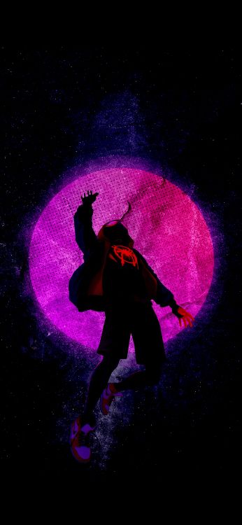 Обои Майлз Моралес, верхолаз, пурпур, розовый, Фиолетовый в разрешении 1080x2340