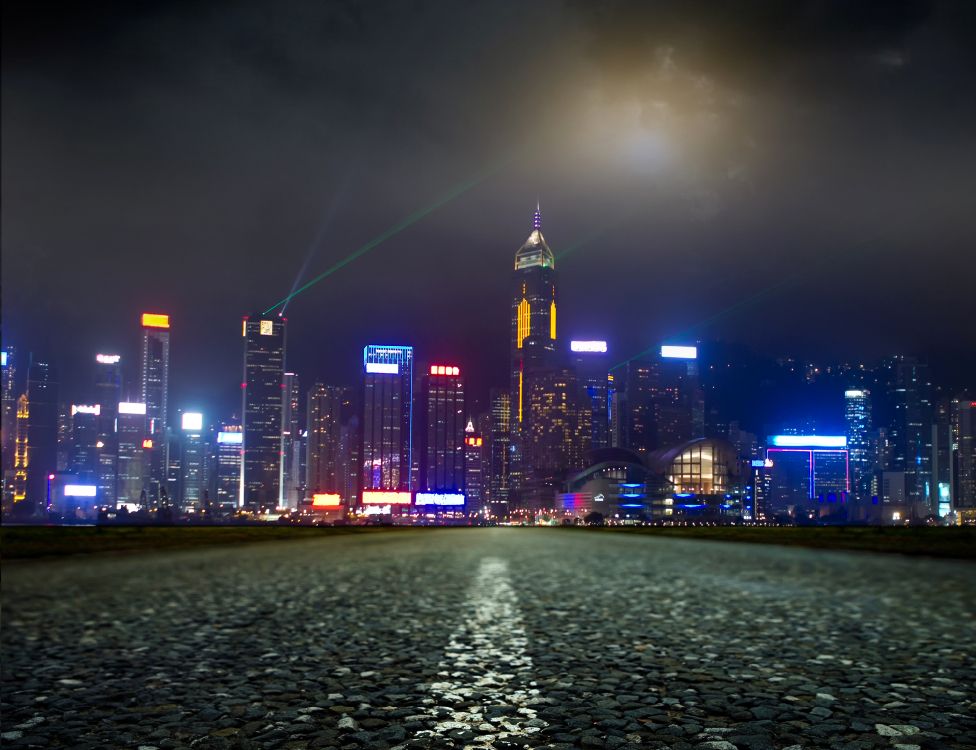 Обои дорога, город, городской пейзаж, метрополия, городской район в разрешении 3000x2303