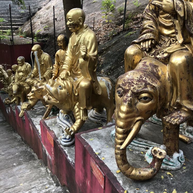 Обои статуя, резьба по камню, голова, водоем, человек в разрешении 1772x1772